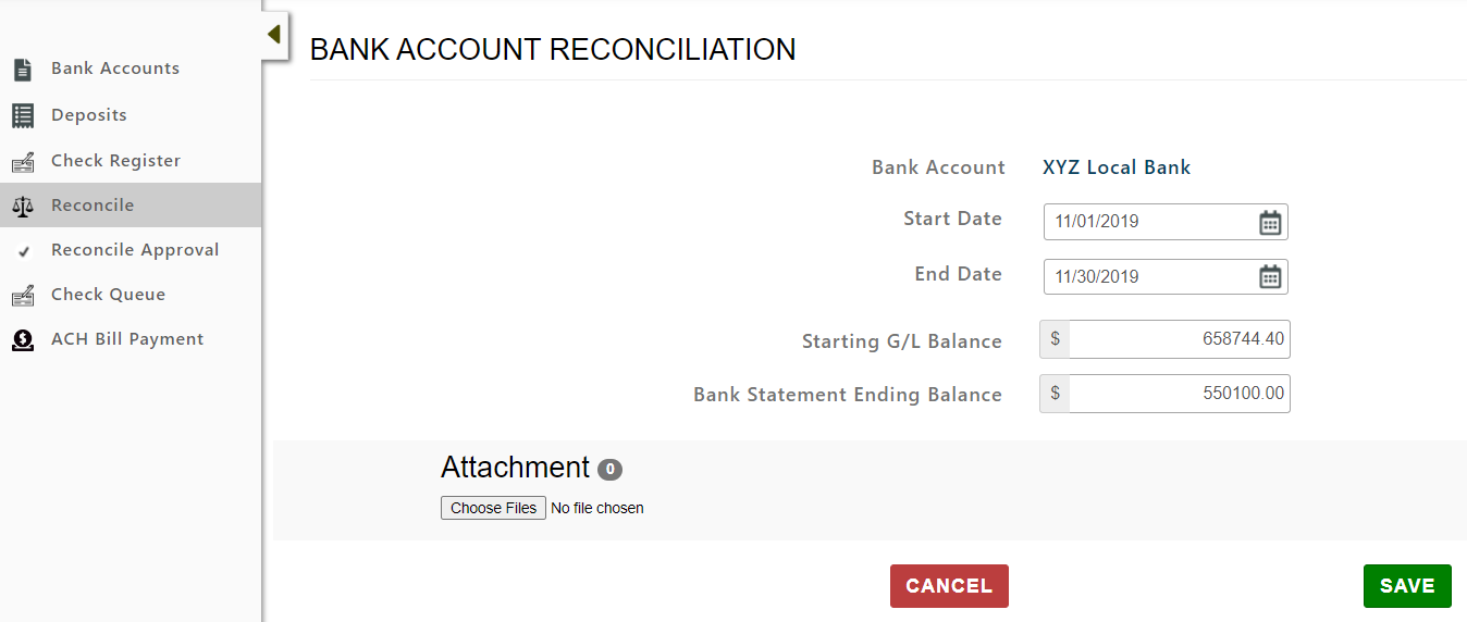 Bank: Account Reconcile